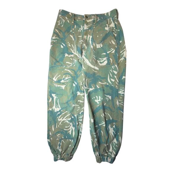 MOTHER The Wrapper Ultra High-Rise Jogger Jeans Size 30 Green Camo Print Elastic - Picture 1 of 9